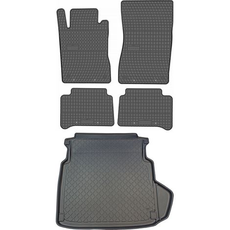 Juego de alfombrillas de goma para coche y maletero para Mercedes Clase E W211 Sedán (2002-2009).