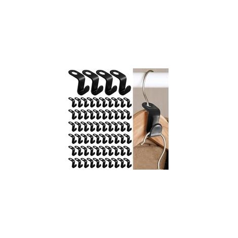 100 Pièces Crochet pour Cintres gain de Place Crochet de Connexion de Cintre, Mini Cintres en Cascade Organisateur pour la Penderie Super pour un gain de place dans son dressing (Noir) (1/4)