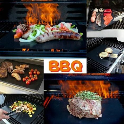 Tapis de Cuisson - Fibre de Verre - Pour Barbecue et Four - 40 x 33 cm - 6 Pièces (1/4)