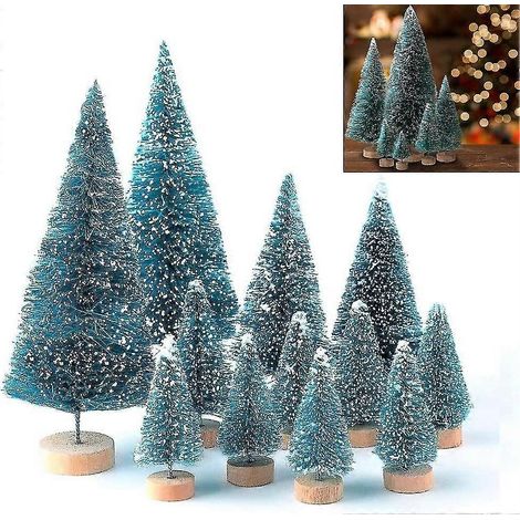 Décor de bureau maison modèles miniatures de sapin enneigé en plastique DIY 28 pièces (1/5)