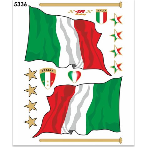 Adesivi Stickers Midi Bandiera Italia 35 x 25 cm