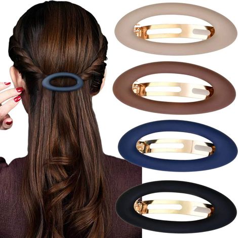 Ellipse Lot de 4 barrettes à cheveux pour femme - Cheveux épais automatiques - Grandes barrettes classiques mates - Pour femmes et filles (1/5)