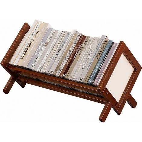 Étagère de bureau en bambou, étagère de rangement à plusieurs niveaux pour bureau à domicile, organisation simple, petite étagère de 33 cm couleur noyer - 40 cm (1/5)