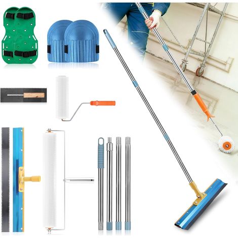 Kit de revêtement de sol en résine époxy, outil de revêtement de sol en résine époxy, tige filetée réglable, rouleau de purge, chaussures à clous, rouleau à pointes, masse de compensation raclette (1/5)