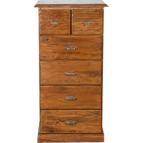 Country-style solid lime wood , walnut finishW 63xDP41xH120 cm sized drawer unit. Made in Italy (1/5)