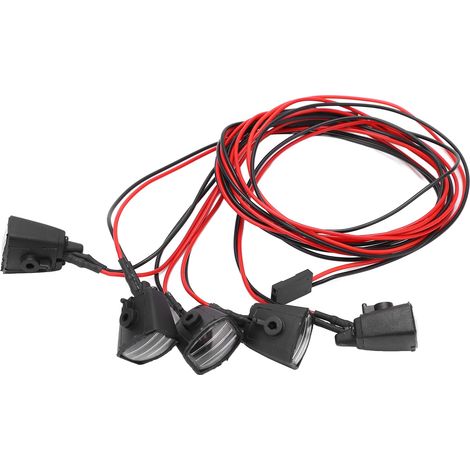 Kit de 5 phares LED pour voiture RC, en plastique, 5 V CC, lumière blanche, avec abat-jour carré pour Axial SCX10 (1/5)