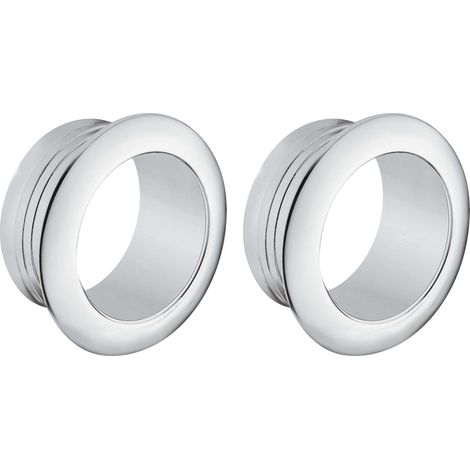 2x Rosace ronde épaisseur 16mm pour serrures espagnolettes ou à appliquer Push Lock mini en plastique Verrou Sécurité Rosette Meuble Porte Tiroir Placard, nickelé mat (1/2)