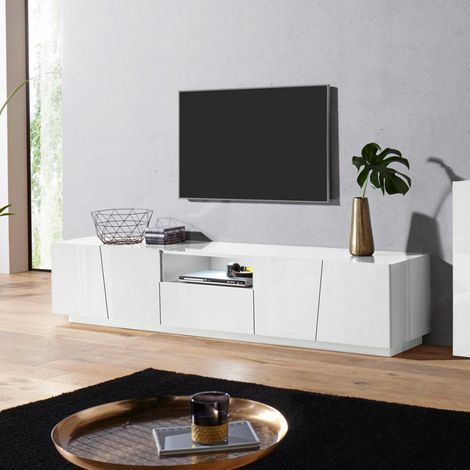 Meuble TV - Blanc Brillant 220x43x46h cm (1/5)