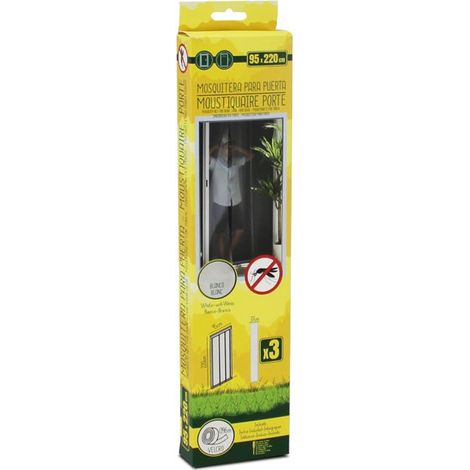 Moustiquaire de porte 95 x 220 cm avec Fixation auto-agrippante, protection efficace contre moustiques, mouches et araignées, Blanc (1/4)