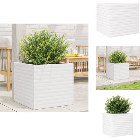 Jardinière blanc 50x50x46 cm bois de pin massif - Jardinier - Pot De Fleurs - Plante - Extérieur - Bois (1/5)