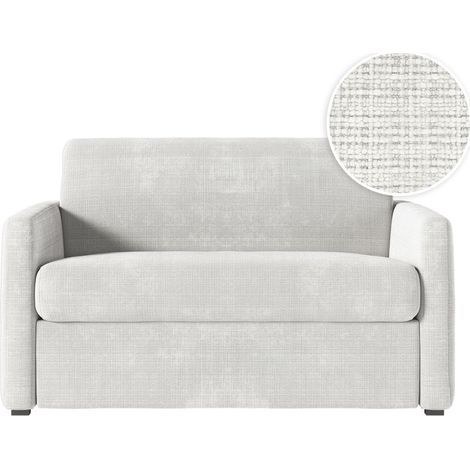 Fauteuil AGATHE convertible express 100x190cm en tissu chenille beige - Matelas 13cm
