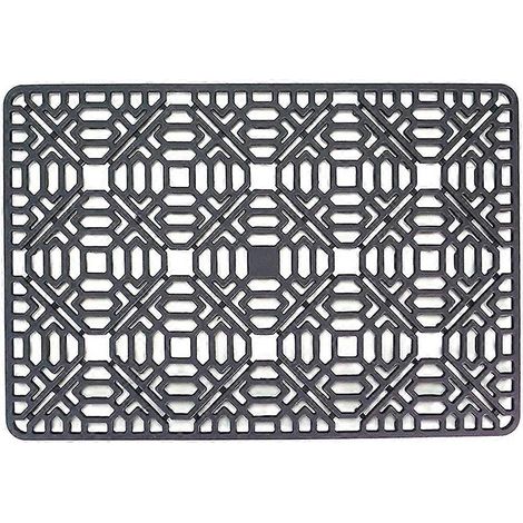 Tapis de protection pour évier de cuisine, pour fond d'évier en acier inoxydable ou en porcelaine, en silicone gris. (1/4)