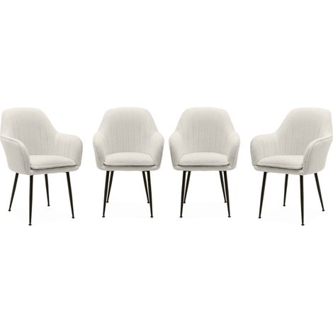 sweeek - 4er Set Bouclé Sessel mit Metallbeinen (1/5)
