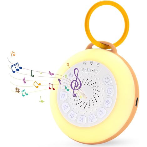 White noise for newborns, crib for children, baby white noise machine, portable baby sleep aid with timer, 31 soothing sounds, 7 colorful lights, orange