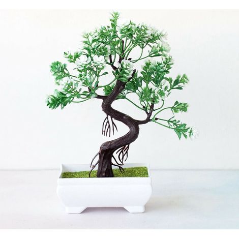 Arbre Bonsaï Artificiel - Pot En Plastique - Décoration Intérieure Table Bureau Jardin Intérieur - Hauteur 24 Cm - 1 Pièce (1/5)