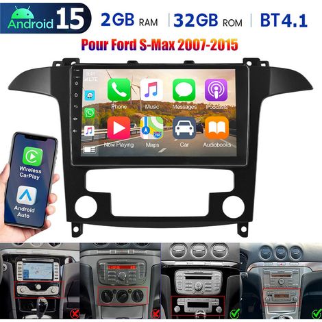 Autoradio Android 15 avec CarPlay, GPS, Bluetooth et commandes au volant pour Ford S-Max 2007-2015 - 2+32G (1/5)