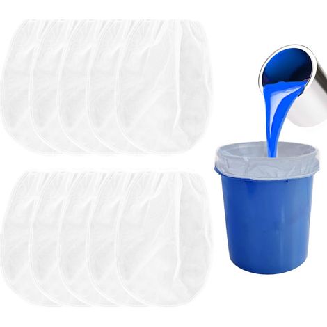 Bolsas filtrantes para pintura, filtros de pintura de 5 galones con banda elástica, tamiz de nailon de malla fina para pintura y jardinería, paquete de 10