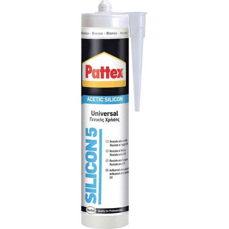 Sigillante Silicone Acetico Grigio Pattex SL 510 Multiuso 280 ml – per Vetro, Alluminio, Piastrelle e Superfici Non Porose