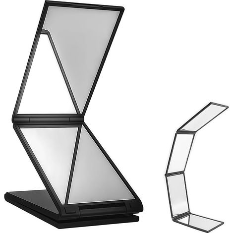 Miroir à 360°, miroir à 4 volets, miroir de poche pliable, petit miroir de sac à main, miroir cosmétique, miroir de maquillage portable pour les voyages
