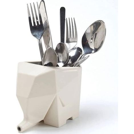 Égouttoir à vaisselle en forme d'éléphant - égouttoir à vaisselle pour évier de cuisine - joli égouttoir à vaisselle argenté (blanc) (1/5)