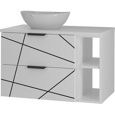 Mueble lavabo individual 80cm 2 compartimentos Teren Blanco (1/5)