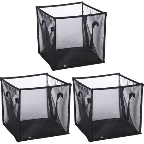 Cestas de lavandería plegables Popup – Juego de 3 unidades en malla transpirable con asas, ultraportátiles y fáciles de desplegar.