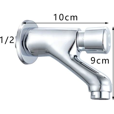 (Installation murale B) Robinet de lavabo à fermeture automatique, robinet d'économie d'eau avec bouton de temporisation et accessoires de salle de bain (1/5)