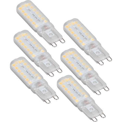 6er-Pack G9-Lampen, 7 W, 32 LEDs, dimmbar, warmweiß, 110–140 V, für Kronleuchter, Deckenleuchten und Wandleuchten, CE/RoHS-zertifiziert (1/5)