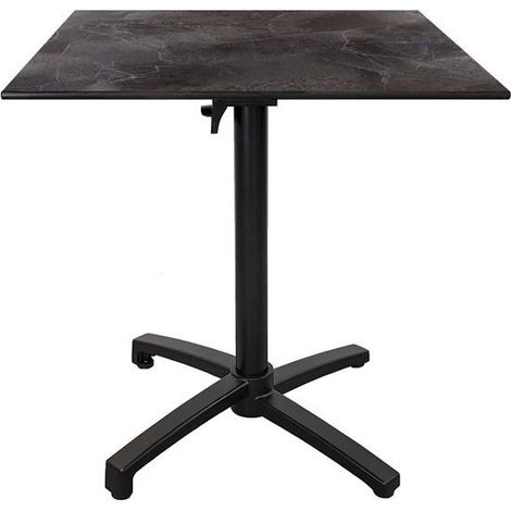 Table terrasse pliable en Compact HPL décor dark 70 x 70