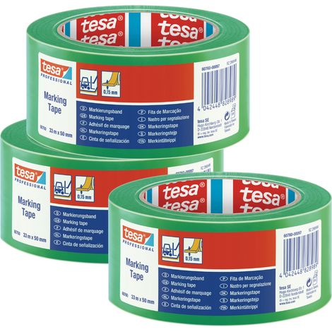TESA PROFESSIONAL Grünes PVC-Warnband, stark, 33 m x 50 mm x3