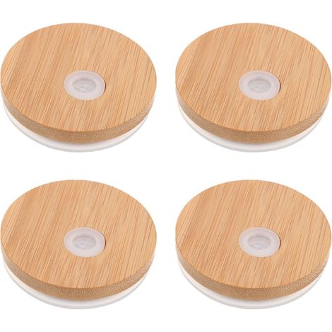 Couvercles pour bocaux Mason avec trou pour paille, Lot de 4 couvercles lavables pour bouteilles large ouverture (1/5)