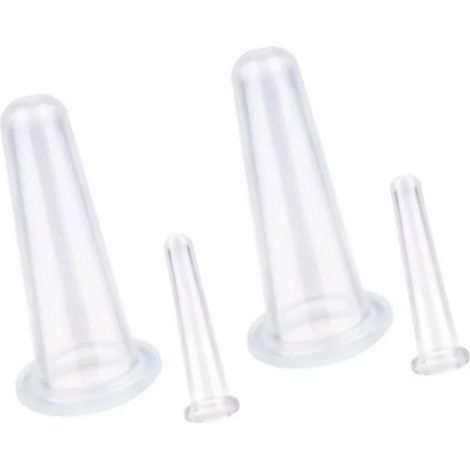Ensemble de 4 ventouses de massage facial à ventouses en silicone liquide blanc pour adultes, à utiliser à domicile. (1/5)