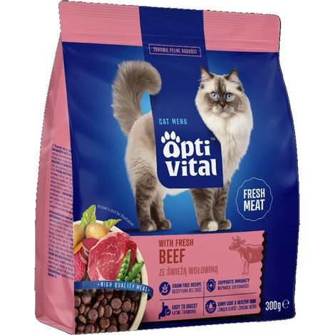 OptiVital croquettes - aliment complet pour chats adultes FM au bœuf 300 g