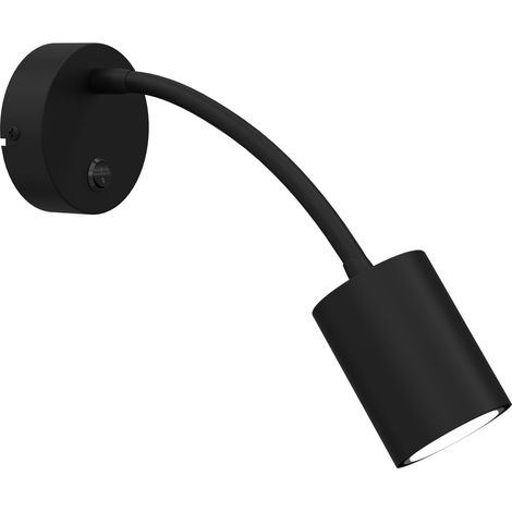 Applique murale moderne orientable noire Luminex Arden, 1x GU10 8W, interrupteur