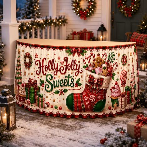 Nappe de Noël style 2026 pour décorations de fête de famille - Tissu décoratif en polyester imprimé bonhomme de neige et sapin de Noël - 180 x 75 cm - 18