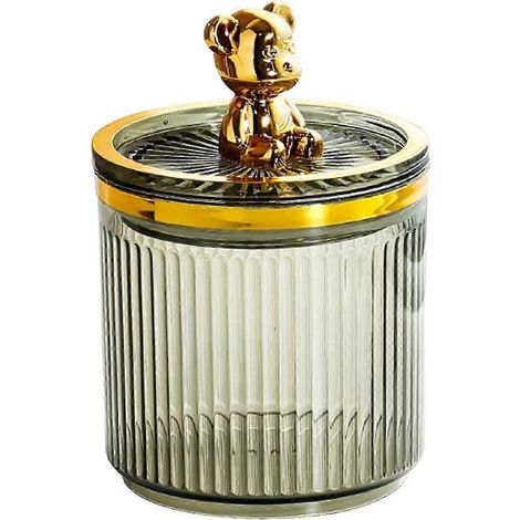 Pot multifonctionnel pour cotons-tiges de maquillage, contenant anti-poussière pour bureau-Green