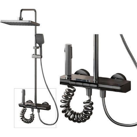 Grey Shower Column - Height Adjustable Shower Column with 4 Modes, Shower Head, Jet, Faucet, Shower Head (1/5)