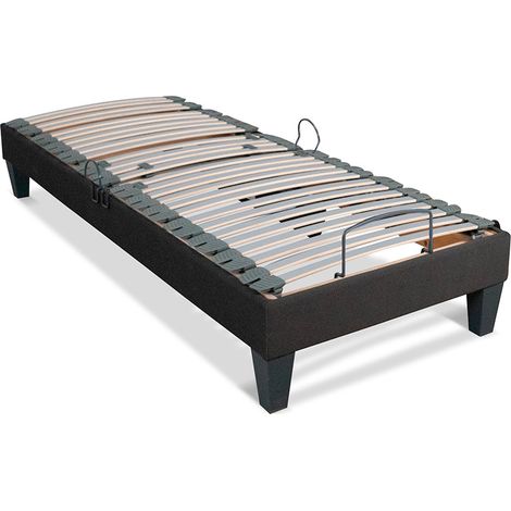 Sommier électrique relaxation 90x200 cm – Lattes bi-lattes – Télécommande filaire – Confort sur-mesure avec renforts lombaires – Bellecour