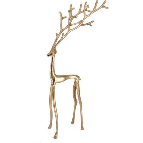 Renna "Kethy" stilizzata in alluminio per decorazione natalizia -60 cm / Oro (1/4)