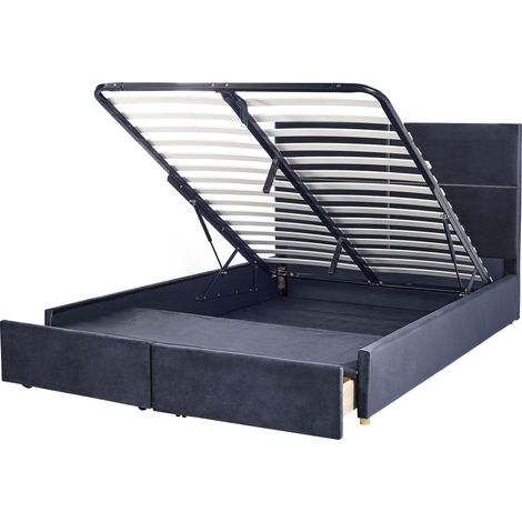 Ottoman Bed Velvet VERNOYES 180 x 200 cm (EU Super King) Black