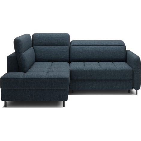 Sofá de esquina izquierda convertible BARNEA 208 cm azul oscuro con almacenamiento (1/5)