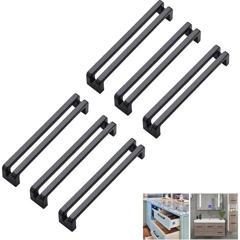(6pcs) Kitchen Cabinet Handle, Black Drawer Handle, 96mm Center Distance, Mod Bedroom Wardrobe Door Handle (1/5)