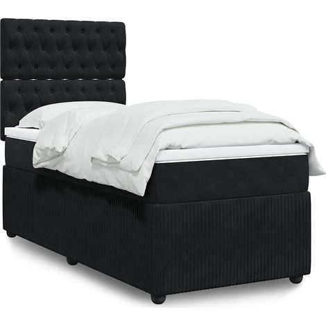 Boxspringbett mit Matratze Schwarz 90x190 cm Samt (1/5)