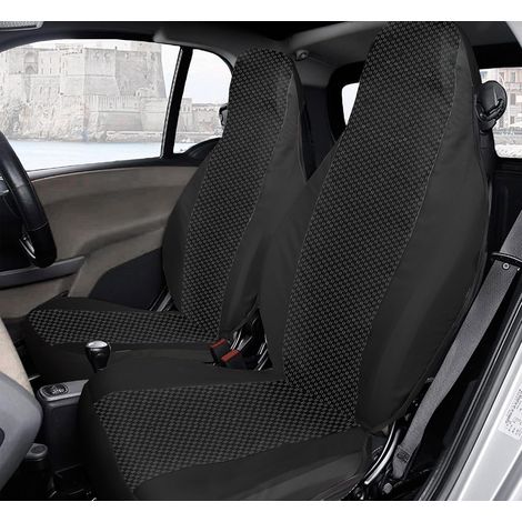 Lupex Shop - Coprisedili anteriori per auto compatibili con Smart Fortwo, versione 450 451 e 453, Made in Italy, Tessuto Policotone Accoppiato, Nero