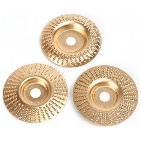 Set of 3 100mm tungsten carbide wood grinding discs for profiling, grinding and cutting. Grinding wheel for angle grinder (1/4)