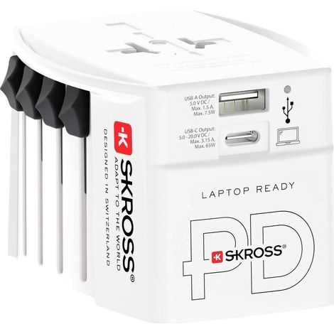 Skross MUV USB Adaptador de viaje universal blanco