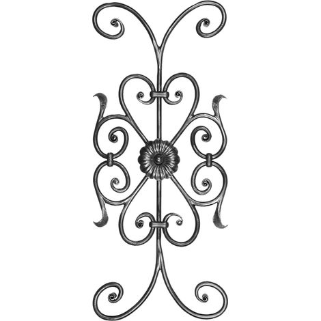 Deco Fer Forge – Panneau décoratif volutes et rosace 700mm x 300mm – Fer forgé grenaillé Ø12mm – Fixation par soudure – Pour balustrade et fenêtre (1/5)