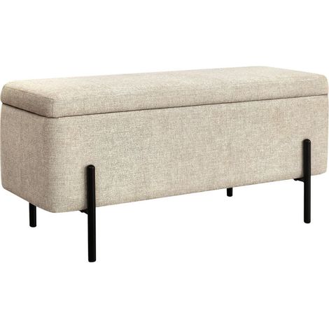 Banc coffre en tissu et métal L100cm - Beige - KOS