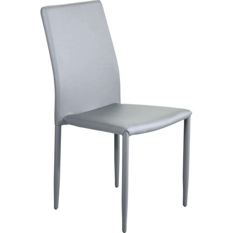 Sedia impilabile da interno con struttura in acciaio rivestita in ecopelle Light Skin -  LightGrey