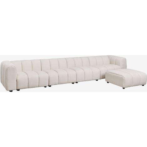 Divano componibile in 4 pezzi e pouf in tessuto Eliot bouclé SKLUM            
